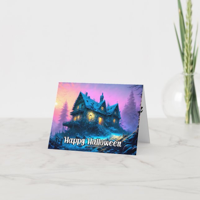 Happy Halloween Haunted House Card (Front)