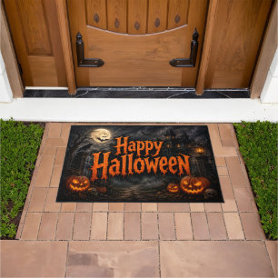 Happy Halloween Haunted House Doormat