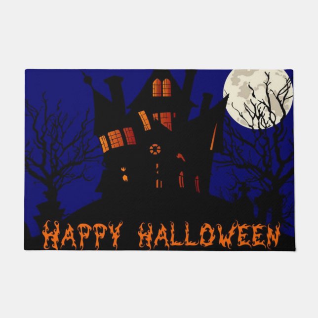Happy Halloween Haunted House Doormat (Front)