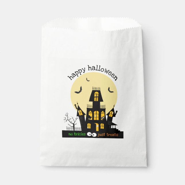 Happy Halloween Haunted House Flying Bats Favour Bag (Front)