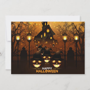 Happy Halloween Haunted House  Holiday Card