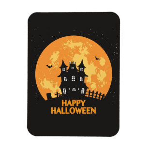 Happy halloween haunted house magnet