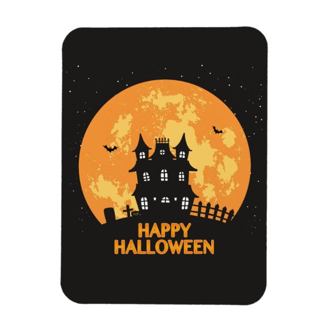 Happy halloween haunted house magnet (Vertical)