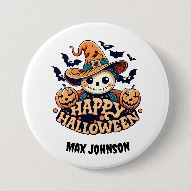 Happy Halloween - Haunted House Orange Black 7.5 Cm Round Badge (Front)