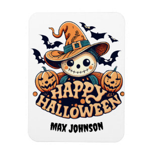 Happy Halloween - Haunted House Orange Black Magnet