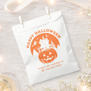 Happy Halloween Haunted House Orange Favour Bag
