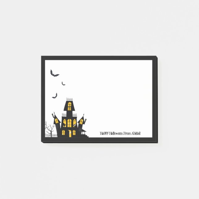 Happy Halloween Haunted House Personalised Post-it Notes (Front)