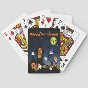 Happy Halloween Haunted House Playing Cards