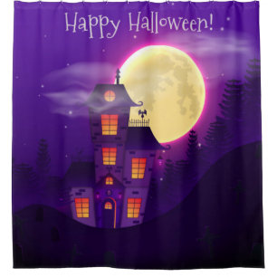 Happy Halloween Haunted House Shower Curtain