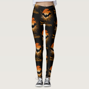 Happy Halloween Haunted House Spooky Fall Fashion Leggings