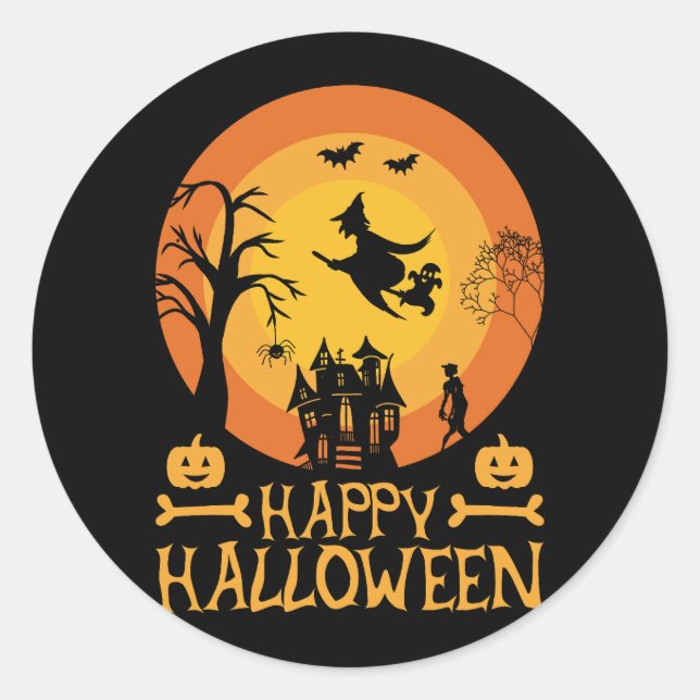 Happy Halloween Haunted House Sticker (Front)