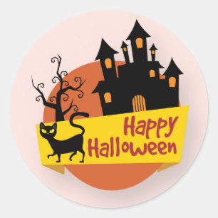Happy Halloween Haunted House Sticker Seal