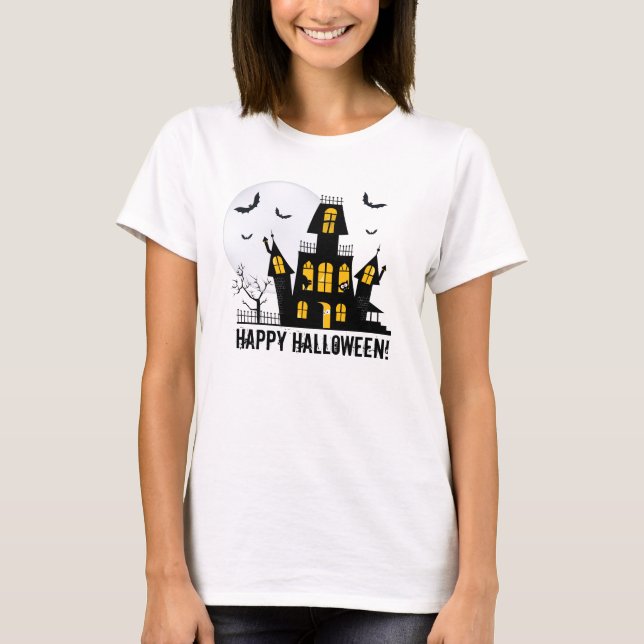 Happy Halloween Haunted House  T-Shirt (Front)