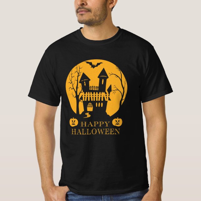 Happy Halloween Haunted House      T-Shirt (Front)