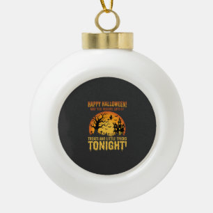 Happy Halloween Haunted House Trick or Treat Ceramic Ball Christmas Ornament