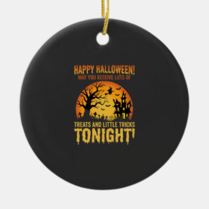 Happy Halloween Haunted House Trick or Treat Ceramic Ornament