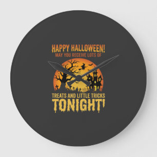 Happy Halloween Haunted House Trick or Treat Large Clock