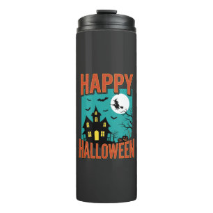 Happy Halloween Haunted House Witch Design Thermal Tumbler