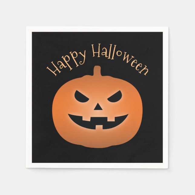 Happy Halloween Haunted Jack O Lantern Pumpkin Napkin (Front)