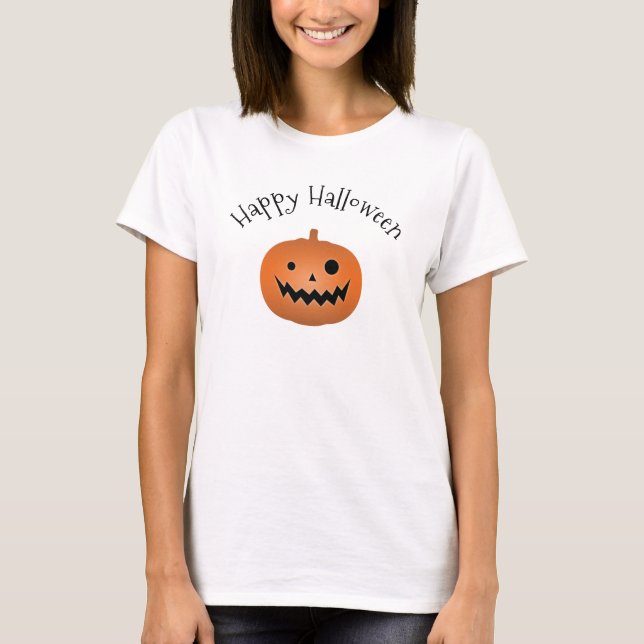 Happy Halloween Haunted Jack O Lantern Pumpkin T-Shirt (Front)