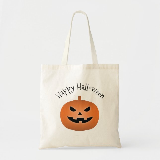 Happy Halloween Haunted Jack O Lantern Pumpkin Tote Bag (Front)