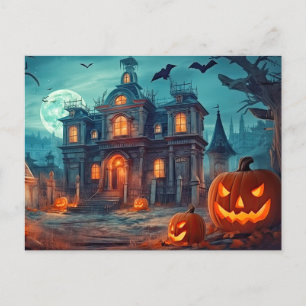 Happy Halloween   Haunted Manor Postcard