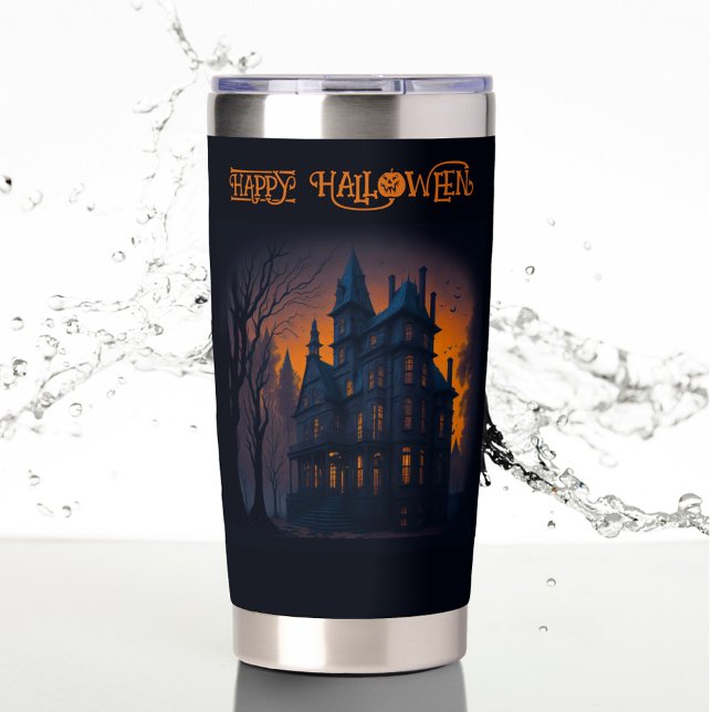 Happy Halloween Haunted Mansion House Insulated Tumbler (Creator Uploaded)