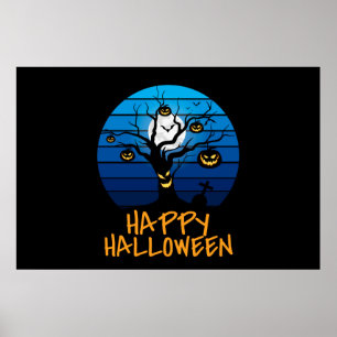 Happy Halloween Haunted Tree Poster