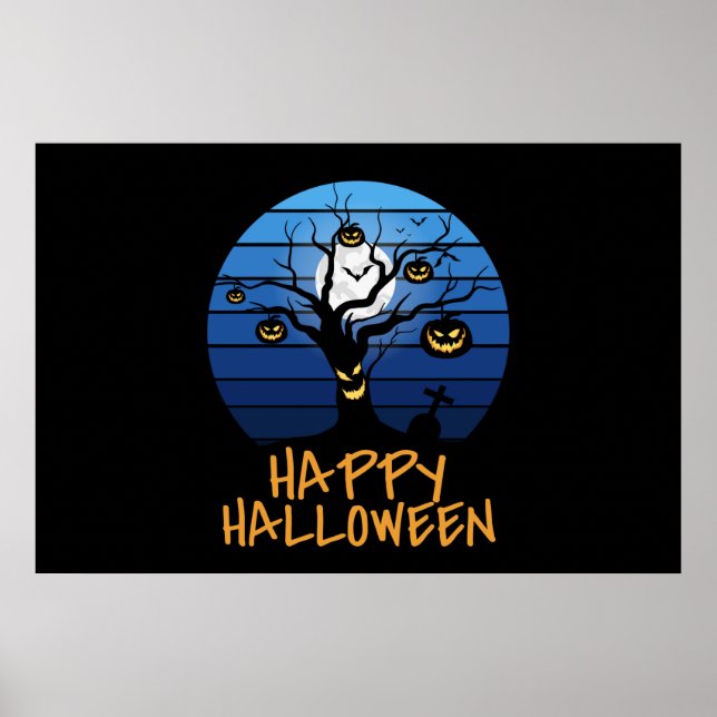 Happy Halloween Haunted Tree Poster (Front)