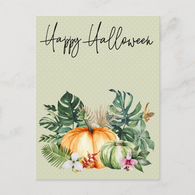 Happy Halloween Hawaii Tropical Pumpkin  Postcard (Front)