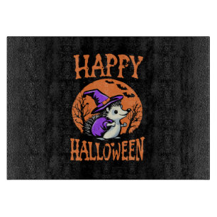 Happy Halloween Hedgehog Witch Cutting Board