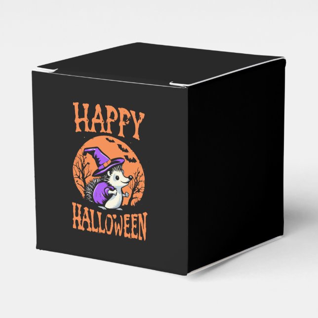Happy Halloween Hedgehog Witch Favour Box (Front Side)