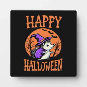 Happy Halloween Hedgehog Witch Plaque