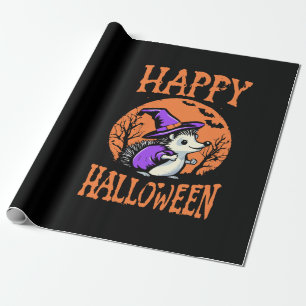 Happy Halloween Hedgehog Witch Wrapping Paper