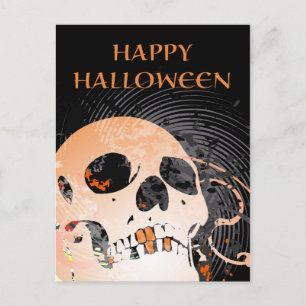 happy halloween hi-fi skull 2 postcard