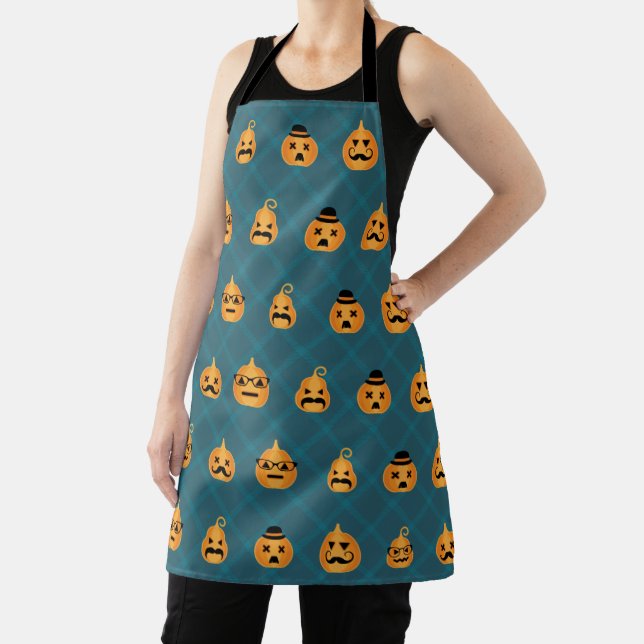 Happy Halloween Hipster Jack O Lantern Pattern Apron (Insitu)