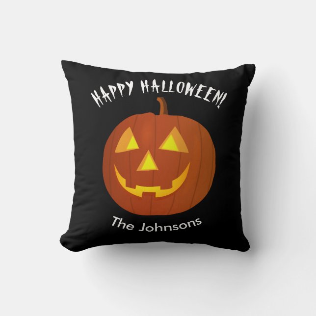 Happy Halloween Home Decor Throw Pillow (Front)
