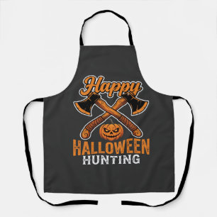 Happy Halloween Hunting Crossed Axes Pumpkin Apron