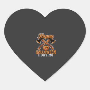 Happy Halloween Hunting Crossed Axes Pumpkin Heart Sticker