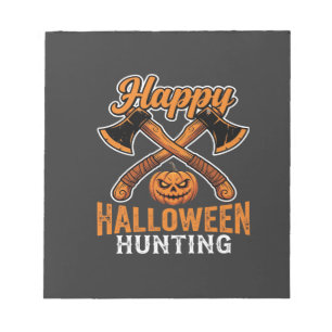 Happy Halloween Hunting Crossed Axes Pumpkin Notepad