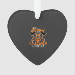 Happy Halloween Hunting Crossed Axes Pumpkin Ornament