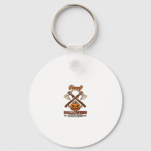 Happy Halloween Hunting Crossed Axes Pumpkin Runes Key Ring