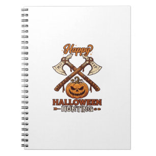 Happy Halloween Hunting Crossed Axes Pumpkin Runes Notebook