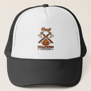 Happy Halloween Hunting Crossed Axes Pumpkin Runes Trucker Hat