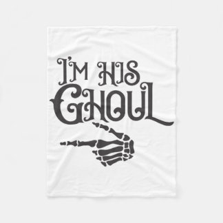 Happy Halloween Im His Ghoul Skull Hand  Fleece Blanket