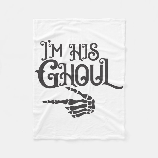 Happy Halloween Im His Ghoul Skull Hand  Fleece Blanket (Front)