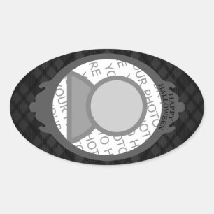happy halloween (insert your own picture) oval sticker