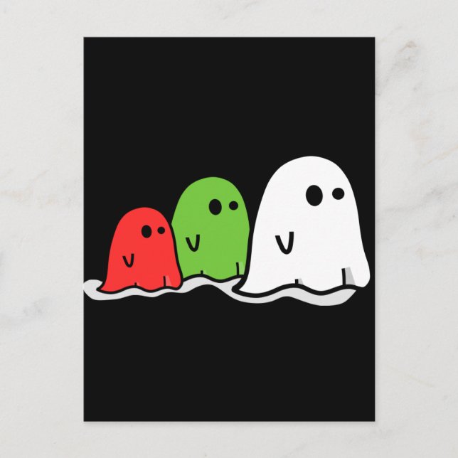 Happy Halloween Italian Ghosts Kawaii Cute Postcard (Front)