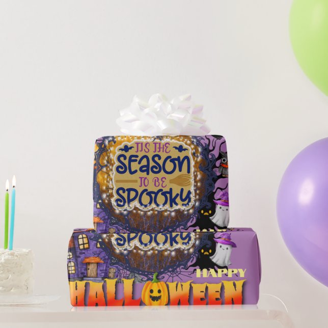 Happy Halloween It's Spooky Season Celebration Wrapping Paper (Party Gifts)