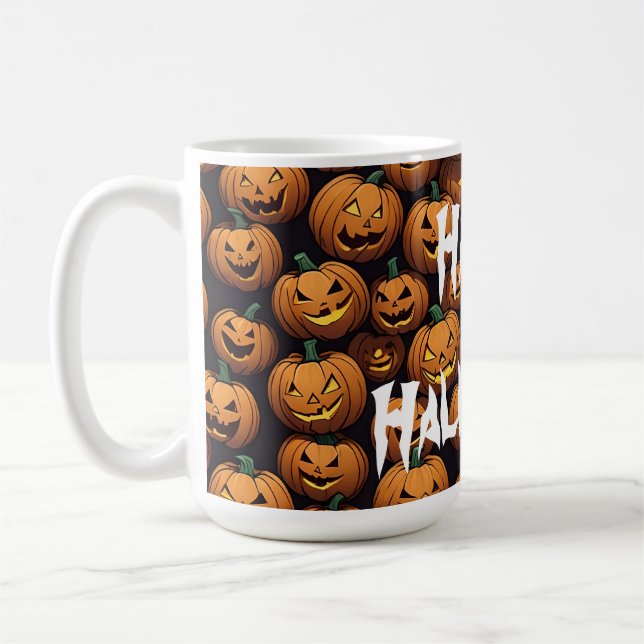 Happy Halloween Jack-o-Lantern Coffee Mug (Left)